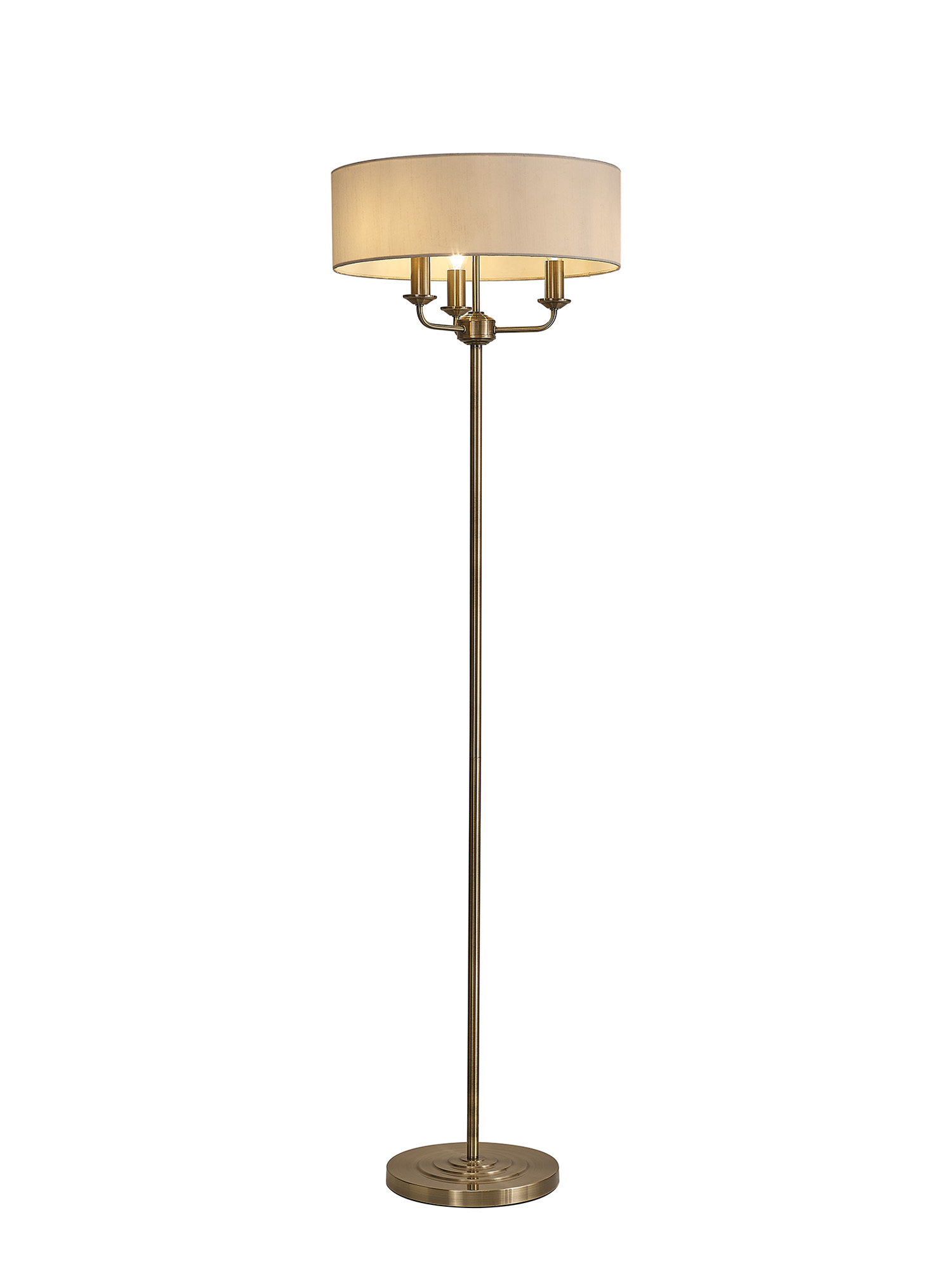 DK0901  Banyan 45cm 3 Light Floor Lamp Antique Brass, White